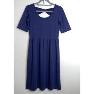 Garnet Hill Blue Bow Tie Back Short Sleeve Dress Women's Size XS